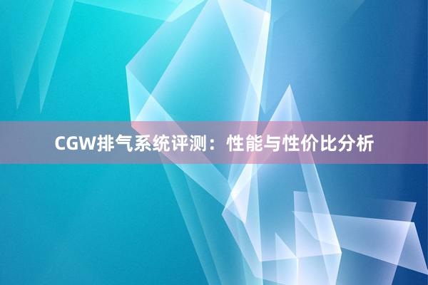 CGW排气系统评测：性能与性价比分析